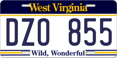 WV license plate DZO855