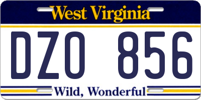 WV license plate DZO856