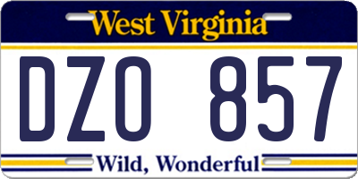 WV license plate DZO857