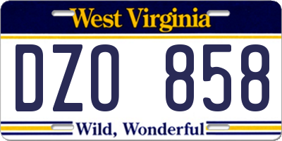 WV license plate DZO858