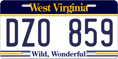 WV license plate DZO859