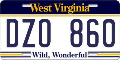 WV license plate DZO860