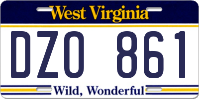 WV license plate DZO861