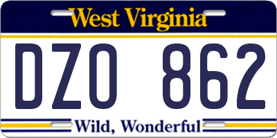 WV license plate DZO862