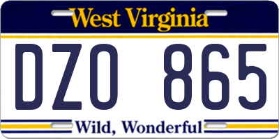 WV license plate DZO865