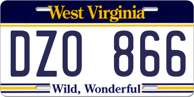 WV license plate DZO866