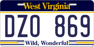 WV license plate DZO869