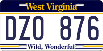 WV license plate DZO876