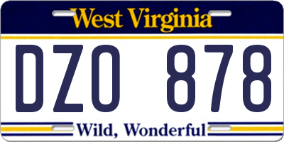 WV license plate DZO878