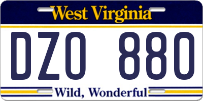 WV license plate DZO880