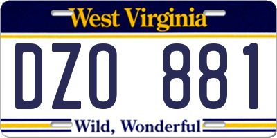 WV license plate DZO881