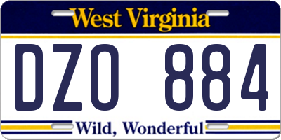 WV license plate DZO884