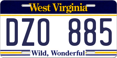 WV license plate DZO885