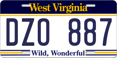 WV license plate DZO887