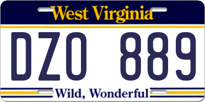 WV license plate DZO889