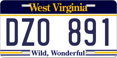 WV license plate DZO891