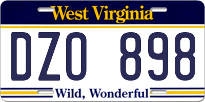 WV license plate DZO898