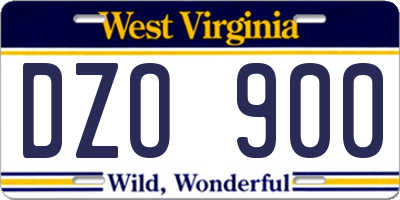 WV license plate DZO900