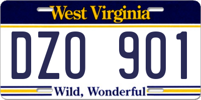 WV license plate DZO901