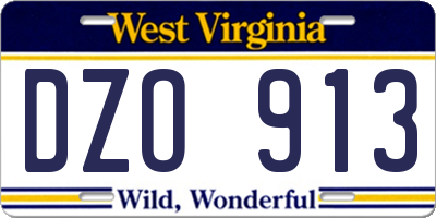 WV license plate DZO913