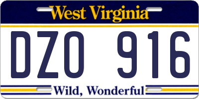 WV license plate DZO916