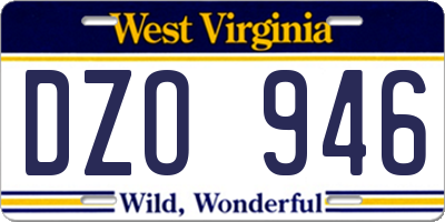 WV license plate DZO946