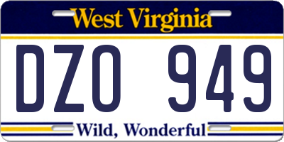 WV license plate DZO949