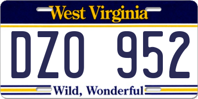 WV license plate DZO952