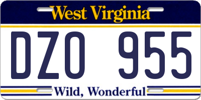 WV license plate DZO955