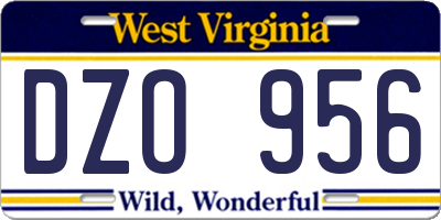 WV license plate DZO956