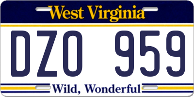 WV license plate DZO959