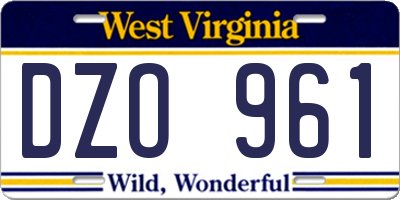 WV license plate DZO961