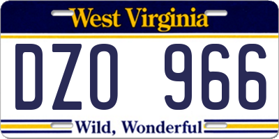 WV license plate DZO966