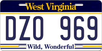 WV license plate DZO969