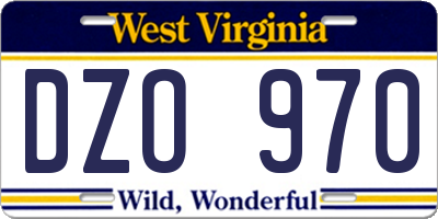 WV license plate DZO970