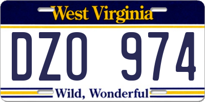 WV license plate DZO974