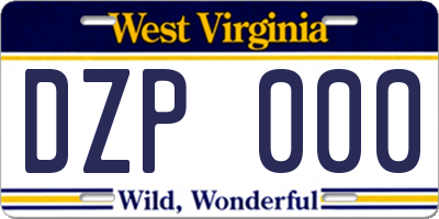 WV license plate DZP000