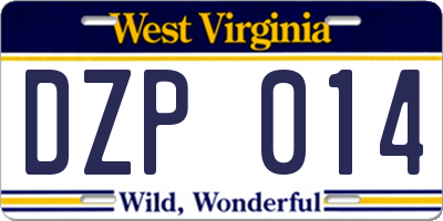 WV license plate DZP014