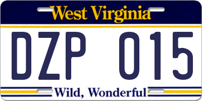 WV license plate DZP015