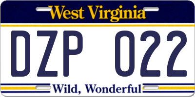 WV license plate DZP022