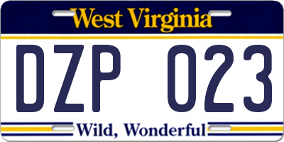 WV license plate DZP023