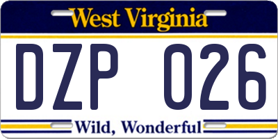 WV license plate DZP026