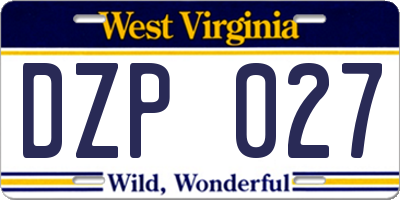 WV license plate DZP027