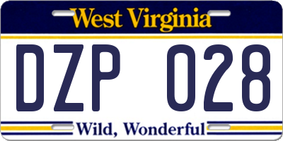 WV license plate DZP028