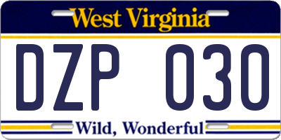 WV license plate DZP030