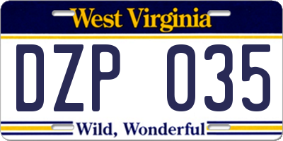 WV license plate DZP035