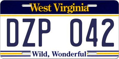 WV license plate DZP042