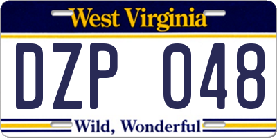 WV license plate DZP048