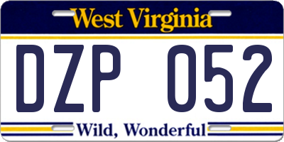 WV license plate DZP052