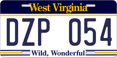 WV license plate DZP054